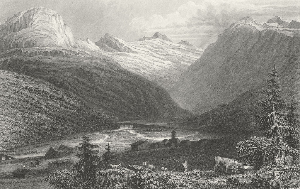 SWITZERLAND. Rheinwald Glacier. Germany. Tombleson 1830 old antique print